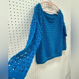 Blue Off Shoulder 80’s Shirt